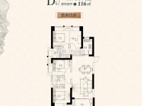 龙地·万福城2室2厅1卫， 64.02-66.95平米64.02平户型图